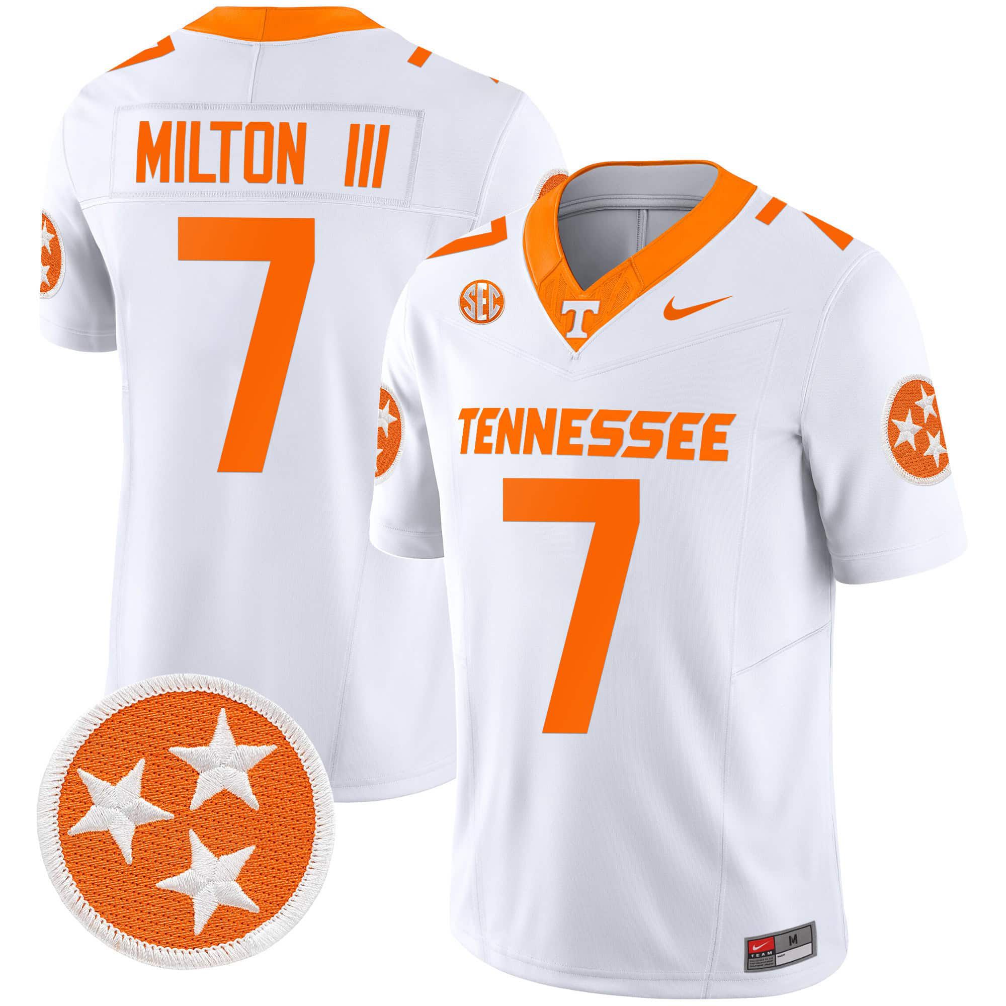 Men Tennessee Volunteers #7 Milton ii White 2024 Nike Vapor Limited NCAA Jersey